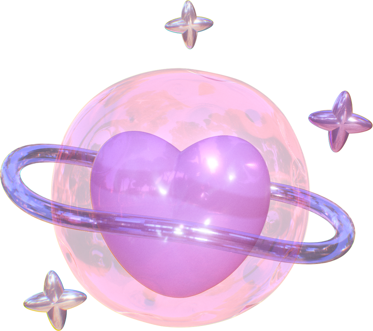 梦幻3D贴纸-爱心星球